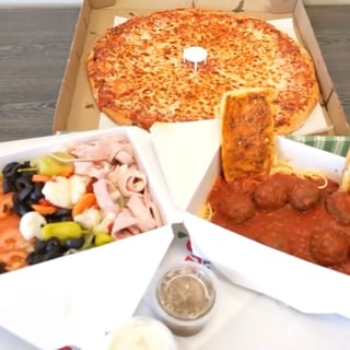 Jumbo Pizza + Bucket of Spaghetti & Meatballs + Bucket of Antipasto Salad