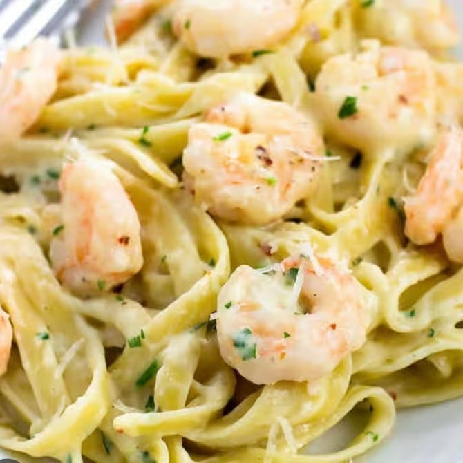 Shrimp Alfredo Pasta.