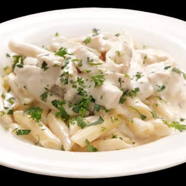 Buckets of Fettuccine Alfredo.