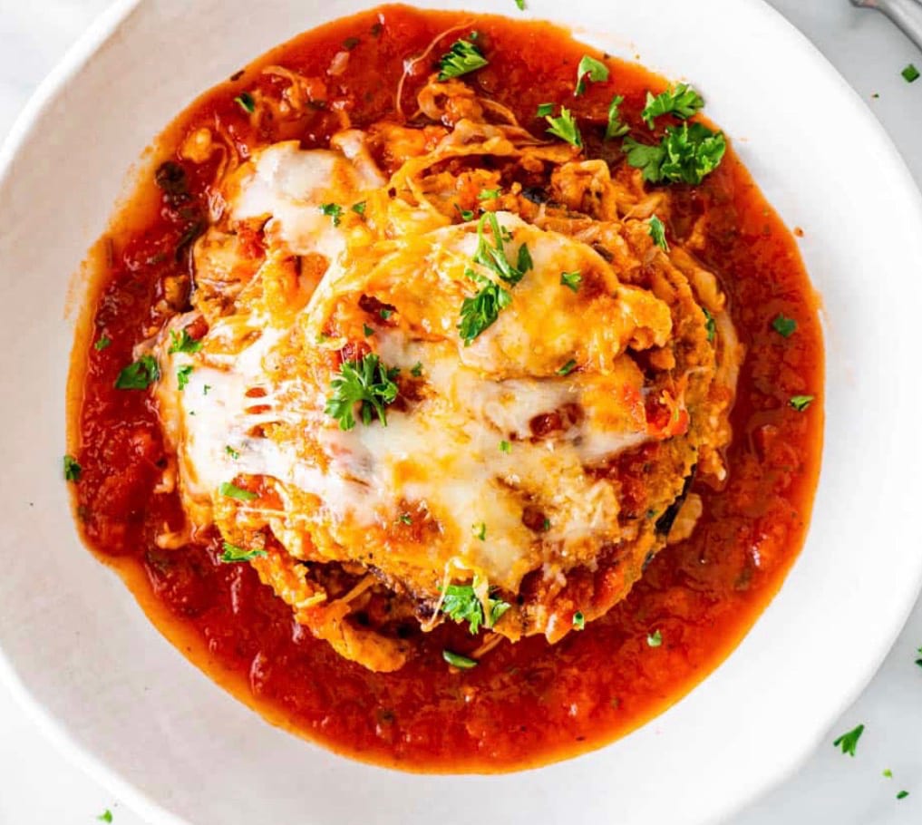 Side Of Eggplant Parmesan With Mozzarella.