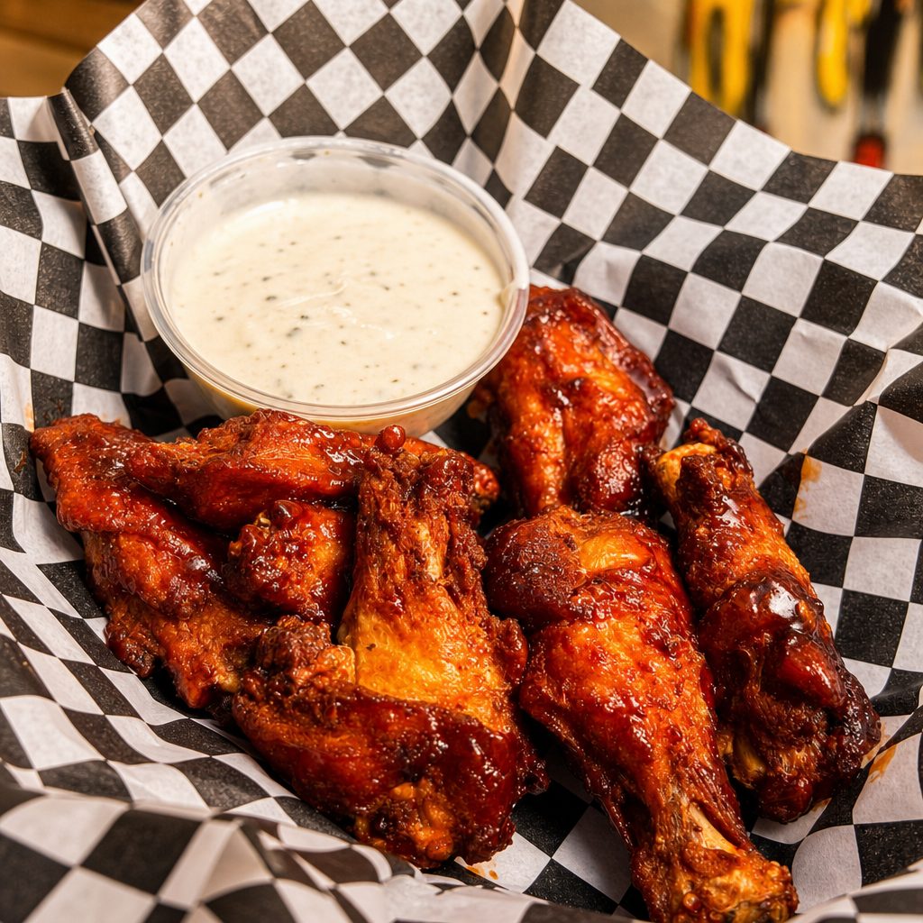 Flavored Bone In chicken Wings.