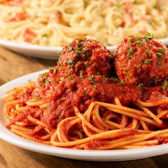 Buckets of Pasta with 8 Meatballs.